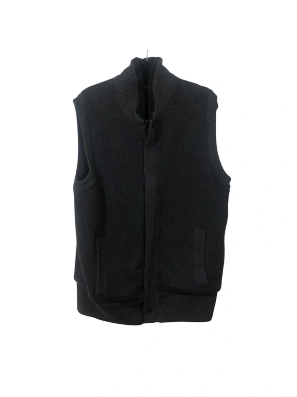 BANANA REPUBLIC Wool/ Cotton Men's Gray sz XL Vest double zipper shearling lined